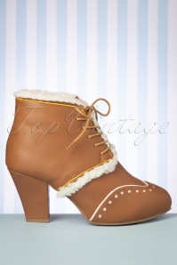 Lola Ramona - 50s Elsa Warm Leather Shoe Booties in Cognac 3