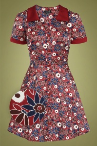 Bright and Beautiful - 60s Jemma Erigeron Meadow Dress in Wine