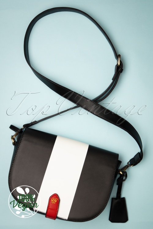 Lola Ramona - 50s Debbie Parallel Vegan Handbag in Black and White 2
