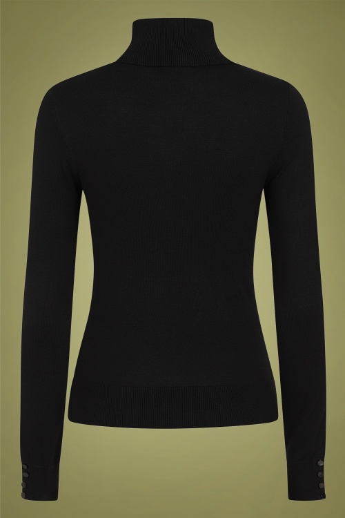 Bright and Beautiful - Quincy Turtleneck Knitted Top Années 70 en Noir 2