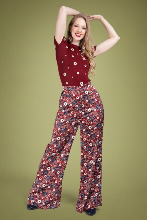Bright and Beautiful - 70s Monica Erigeron Meadow Trousers in Multi 2