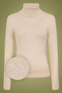 Bright and Beautiful - 70s Quincy Turtleneck Knitted Top in Cream