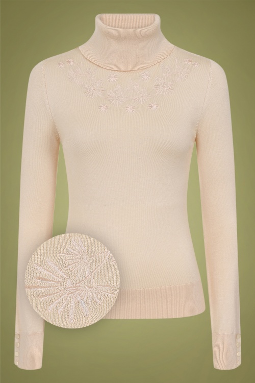 Bright and Beautiful - 70s Quincy Turtleneck Knitted Top in Cream