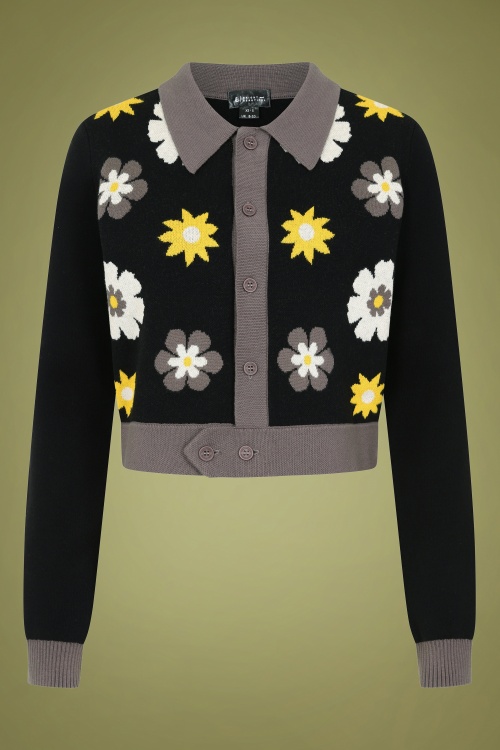 Bright and Beautiful - Lucy Bloom Cardigan Années 70 en Noir