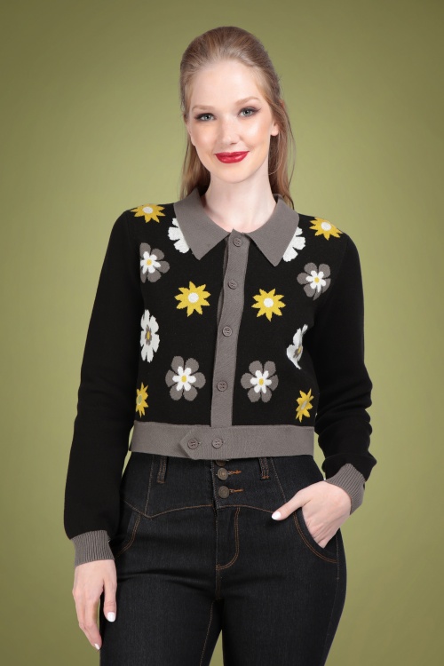 Bright and Beautiful - 70s Lucy Bloom Cardigan in Black 2