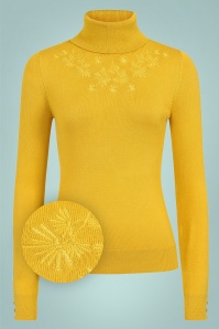 Bright and Beautiful - 70s Quincy Turtleneck Knitted Top in Mustard