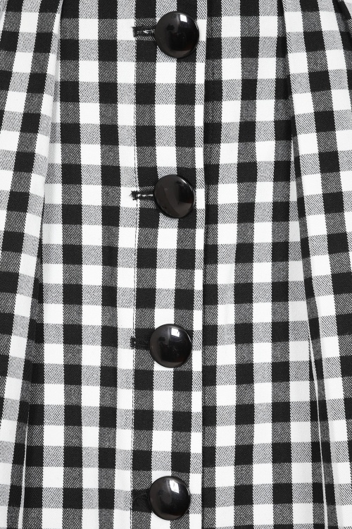 Collectif Clothing - Josualda Gingham swing rok in zwart en wit 3