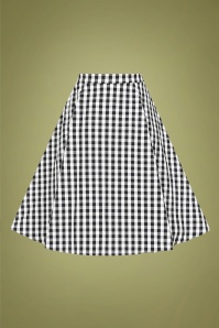Collectif Clothing - 50s Josualda Gingham Swing Skirt in Black and White 4