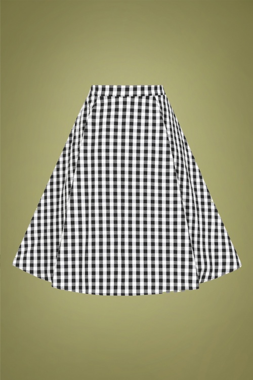 Collectif Clothing - Josualda Gingham Swing Skirt Années 50 en Noir et Blanc 4