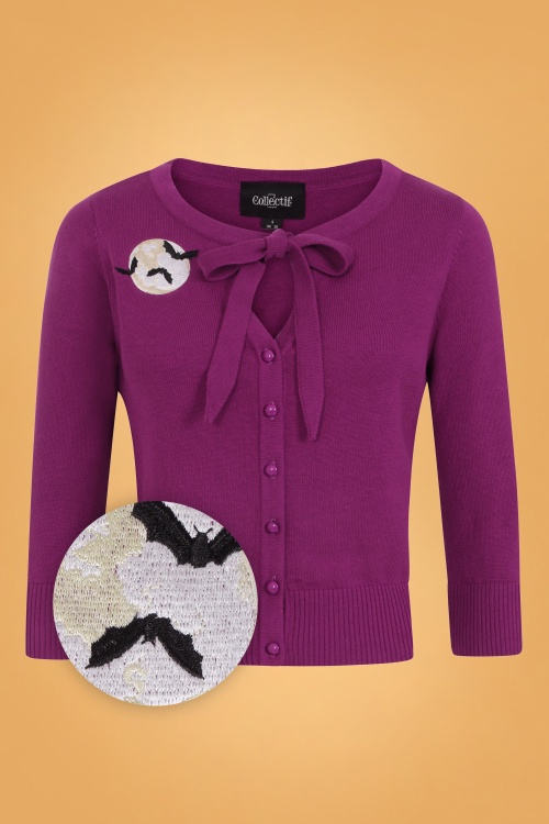 Collectif Clothing - 50s Charlene Full Moon Cardigan in Purple