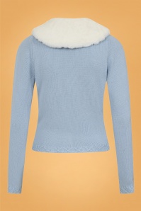 Collectif Clothing - Fleur Faux Fur Cardigan Années 50 en Bleu 4