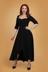 Collectif Clothing - 50s Lydia Dip Hem Dress in Black 2