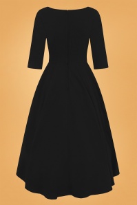Collectif Clothing - 50s Lydia Dip Hem Dress in Black 3