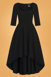 Collectif Clothing - 50s Lydia Dip Hem Dress in Black