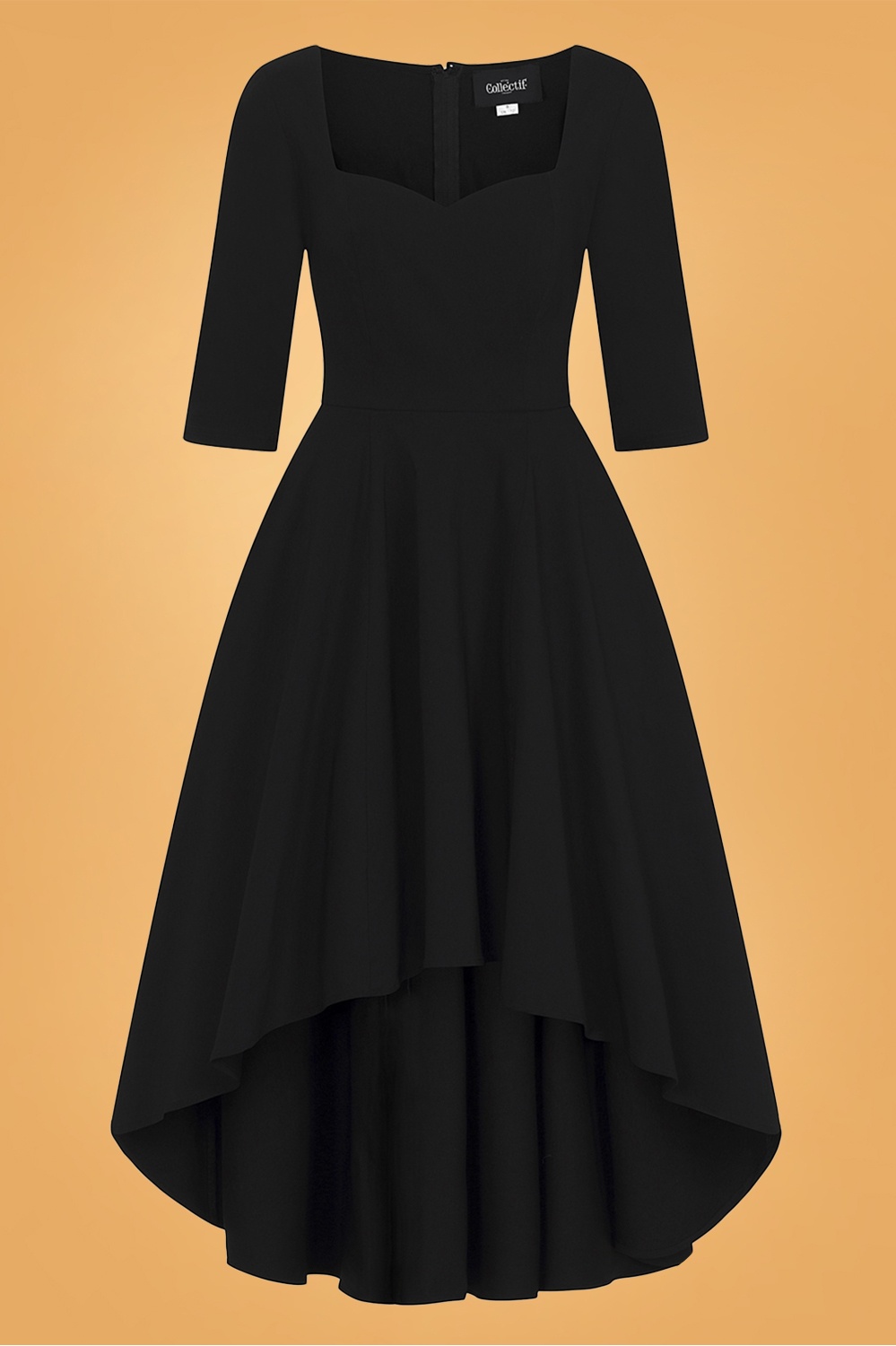 Collectif Clothing 50s Lydia Dip Hem Dress in Black | Shop at Topvintage