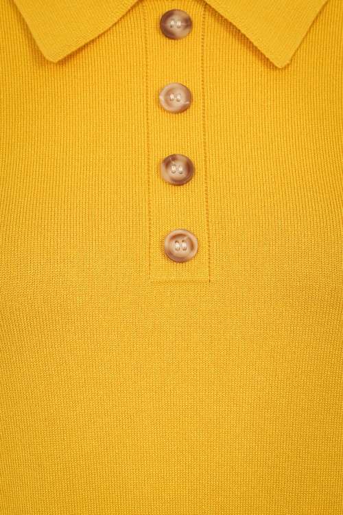 Collectif Clothing - 60s Maya Polo Top in Mustard 2