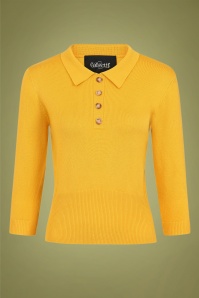Collectif Clothing - 60s Maya Polo Top in Mustard