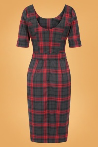 Collectif Clothing - 50s June Smoky Check Pencil Dress in Charcoal 4