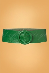 20to - Leather Belt Années 60 en Vert Émeraude