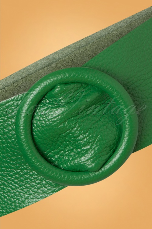 20to - Leather Belt Années 60 en Vert Émeraude 2