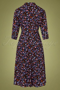 Sugarhill Brighton - Paola Leopard Love Midi Shirt Dress Années 60 en Noir 5