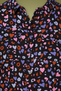 Sugarhill Brighton - Paola Leopard Love Midi Shirt Dress Années 60 en Noir 4