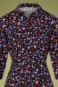 Sugarhill Brighton - Paola Leopard Love midi shirtjurk in zwart 3