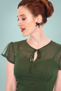 Vixen - 50s Peppa Flare Dress in Olive Green 3