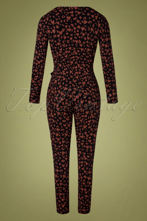 Sugarhill Brighton - 70s Xena Jersey Leopard Love Jumpsuit in Black and Brown 6