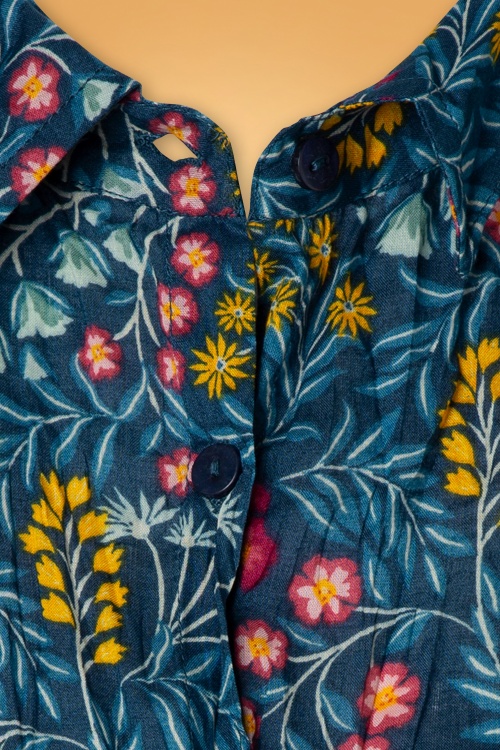 Seasalt - Larissa Brocade Flowers Raincloud blouse in blauw 3