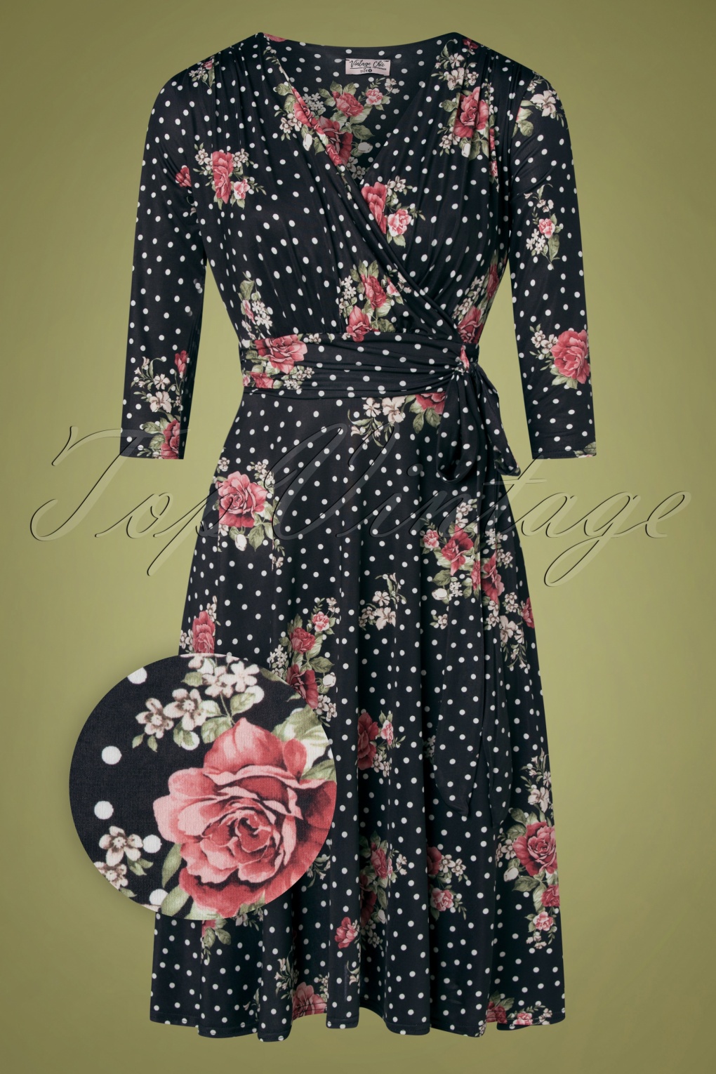 Vintage Chic for TopVintage 50s Caryl Polka Floral Swing Dress in