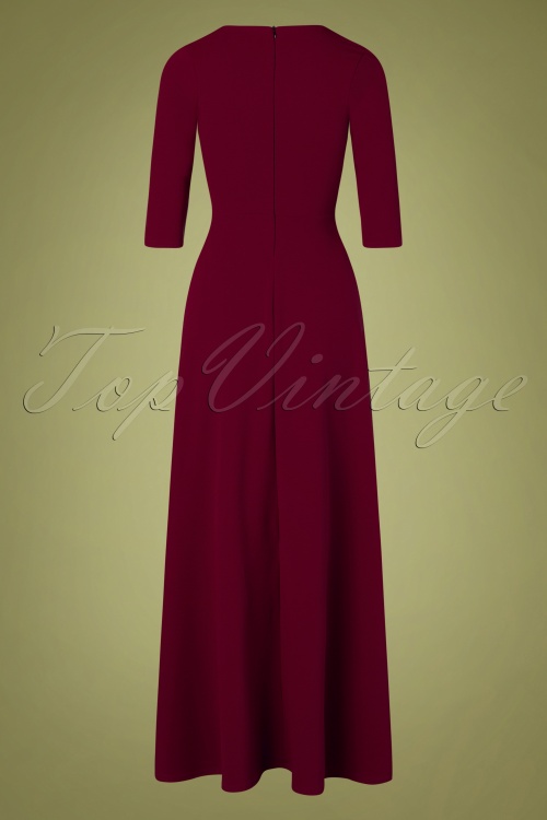 Vintage Chic for Topvintage - Ronda maxi jurk in wijn 4