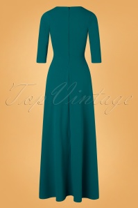 Vintage Chic for Topvintage - Ronda Maxi Dress Années 50 en Bleu Sarcelle Clair 4