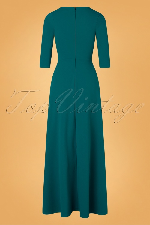 Vintage Chic for Topvintage - Ronda Maxi Dress Années 50 en Bleu Sarcelle Clair 4
