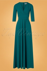Vintage Chic for Topvintage - Ronda maxi jurk in licht blauwgroen