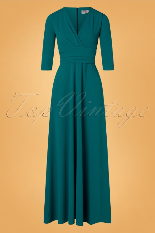 Vintage Chic for Topvintage - Ronda maxi jurk in licht blauwgroen