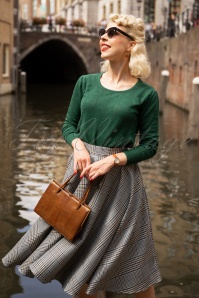 Topvintage Boutique Collection - Bella Long Sleeve Pullover Années 50 en Vert Foncé