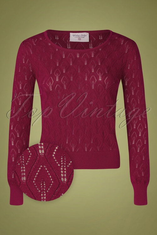 Topvintage Boutique Collection - 50s Bella Long Sleeve Pullover in Berry 3