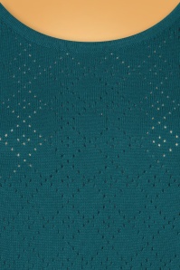 Topvintage Boutique Collection - Bella Long Sleeve Pullover Années 50 en Bleu Sarcelle 4