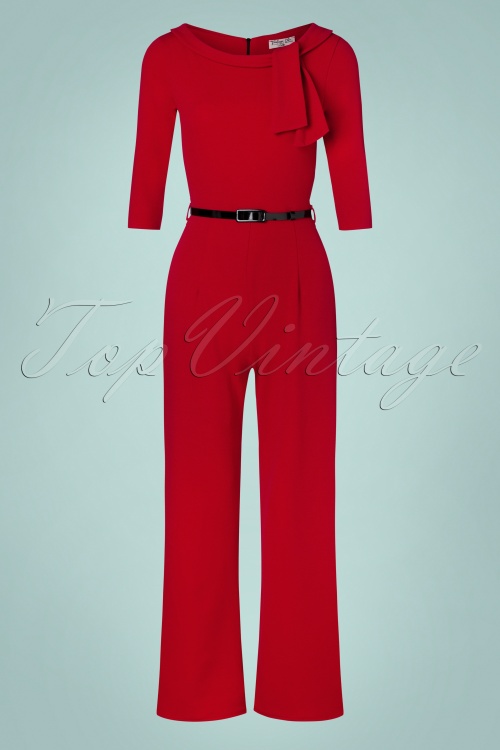 Vintage Chic for Topvintage - Shany Jumpsuit Années 50 en Rouge Profond 2