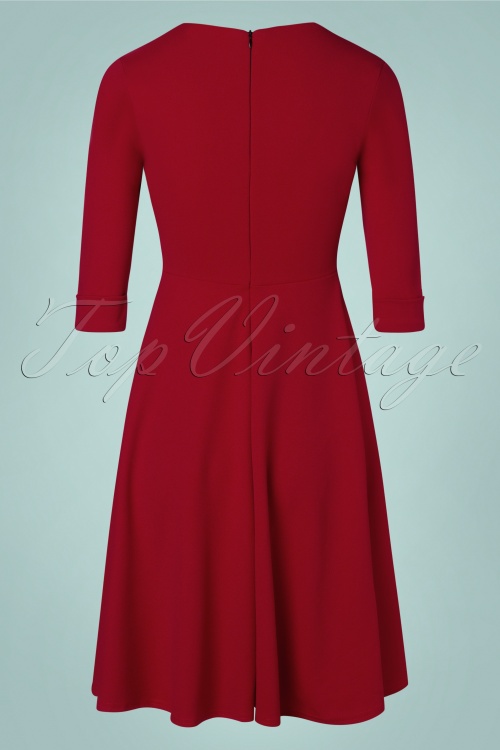 Vintage Chic for Topvintage - Pennie swing jurk in dieprood 4