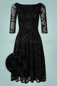 Vintage Chic for Topvintage - Paola Devore swing jurk in zwart
