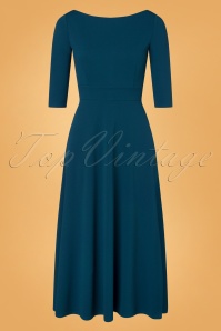 Vintage Chic for Topvintage - Mandy maxi jurk in groenblauw