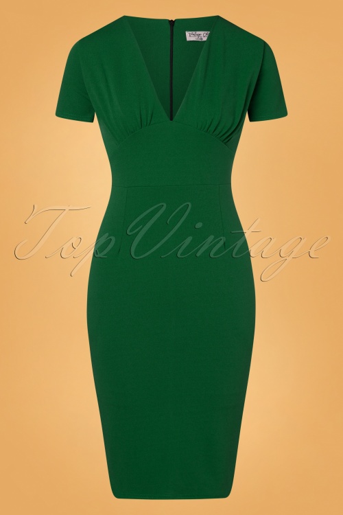Vintage Chic for Topvintage - 50s Sendie Pencil Dress in Emerald Green 2