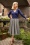 50s Emily Swing Skirt in Cream and Blue