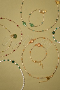 Urban Hippies - Lucky Clover Tube Necklace in Gold and Jade 4