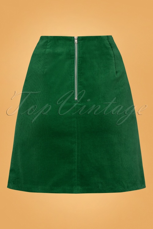 Louche - Dylan Cord A-Line Mini Skirt Années 60 en Vert 2