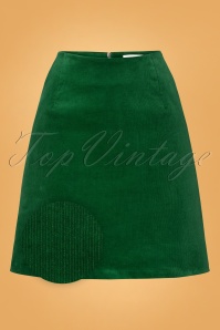 Louche - 60s Dylan Cord A-Line Mini Skirt in Green