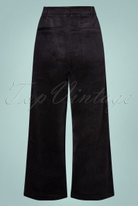 Louche - 70s Tim Cord Straight Leg Trousers in Black 2