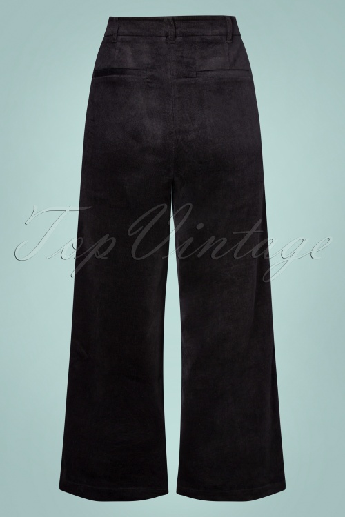 Louche - 70s Tim Cord Straight Leg Trousers in Black 2